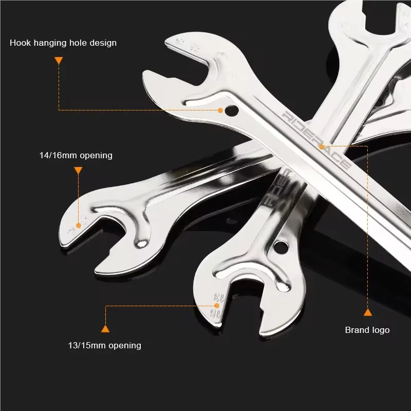 RIDERACE Mountain Bicycle Repair Tool Portable Road Cycling Head Open End Axle Wrench 13/15 14/16mm For Bike Hub Cone Spanner