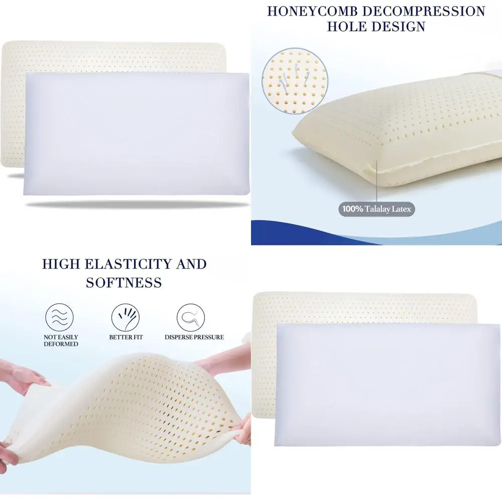 

Luxury Talalay Latex Pillow for Comfort Sleep, Soft Natural Latex Pillow Suitable for All Sleep Positions, Removable Cotton Cove