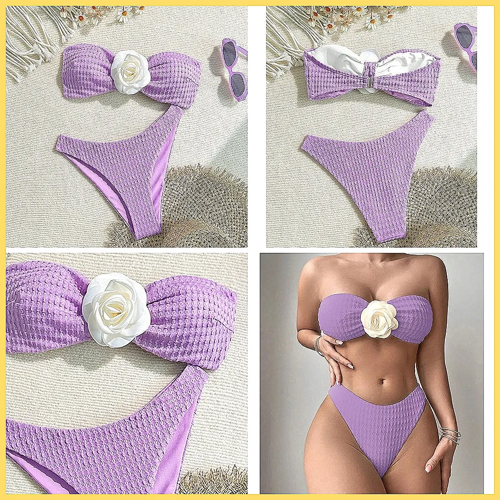 

2026 Floral Bikini Set for Women - Sexy Push Up Brazilian Beach Swimwear