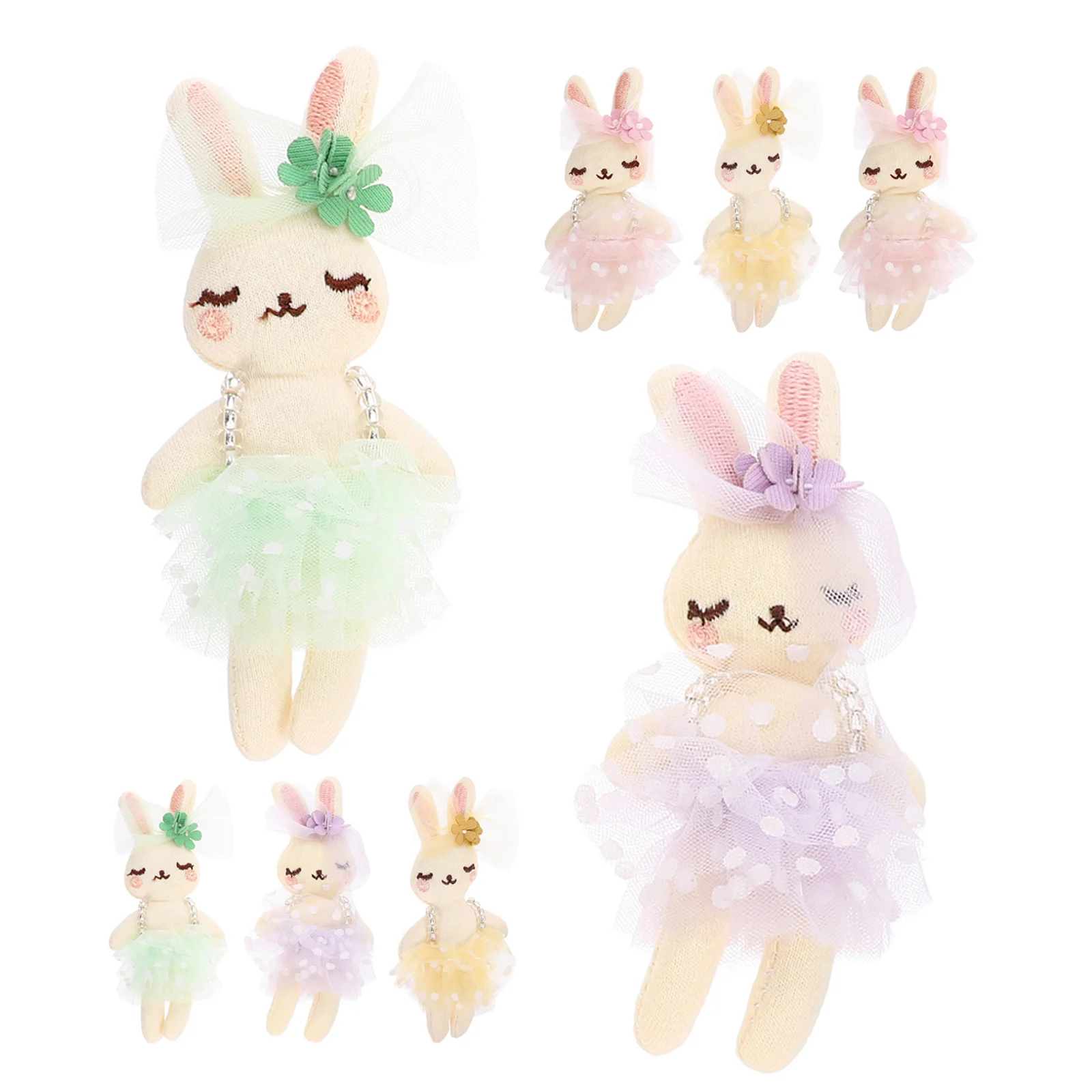 8 قطع من القماش الصغير على شكل أرنب حيوانات محشوة هدايا عيد الفصح الناعمة للفتيات دمية حيوانات محشوة صغيرة لطيفة #3