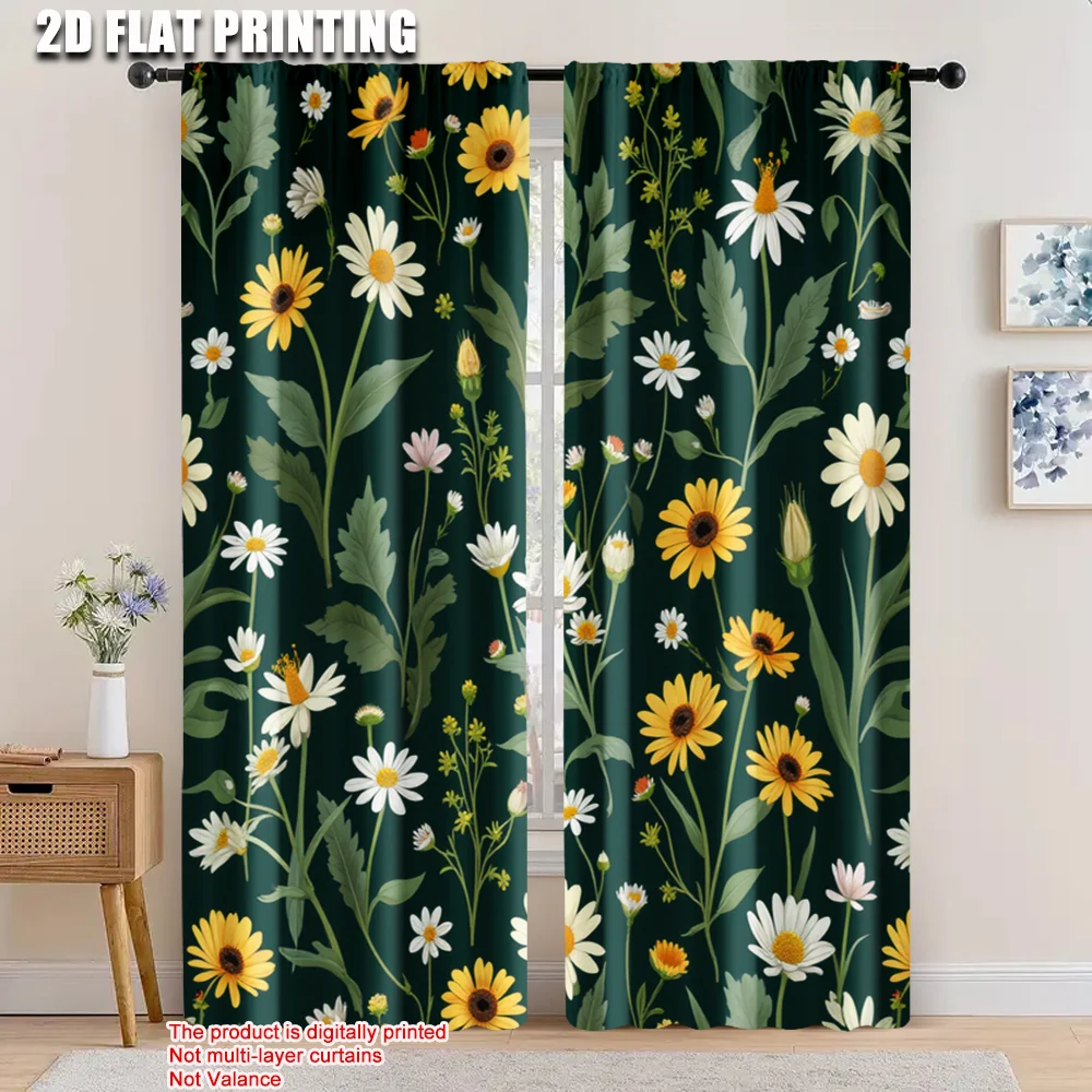

2pcs, 2D flat printing Curtain Vintage Flowers Versatile Fabric,Without Electricity Spring Party & Holiday Decor for Festive