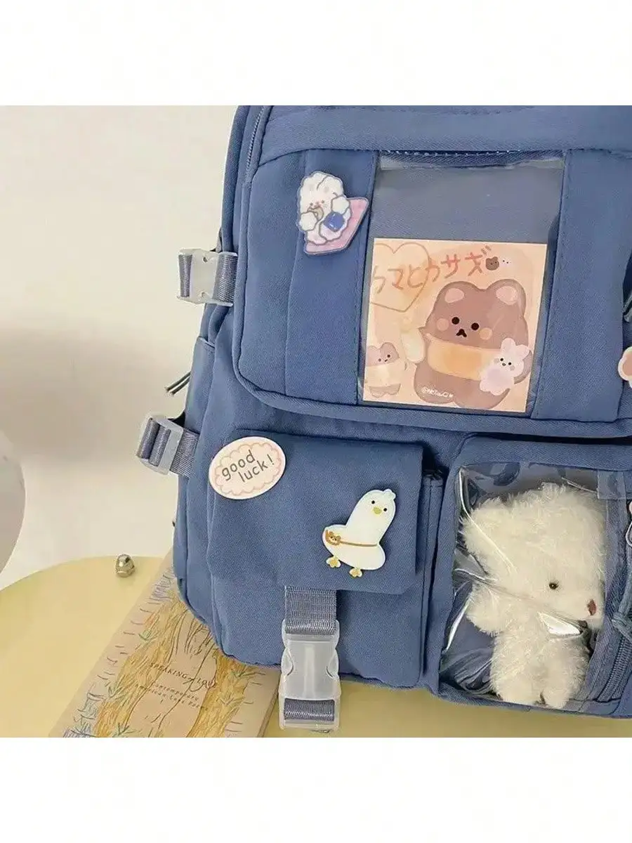 حقائب ظهر نسائية لطيفة مقاومة للماء متعددة الجيوب من النايلون حقيبة ظهر مدرسية للطالبات والفتيات Kawaii حزمة كتب للكمبيوتر المحمول Mochilas