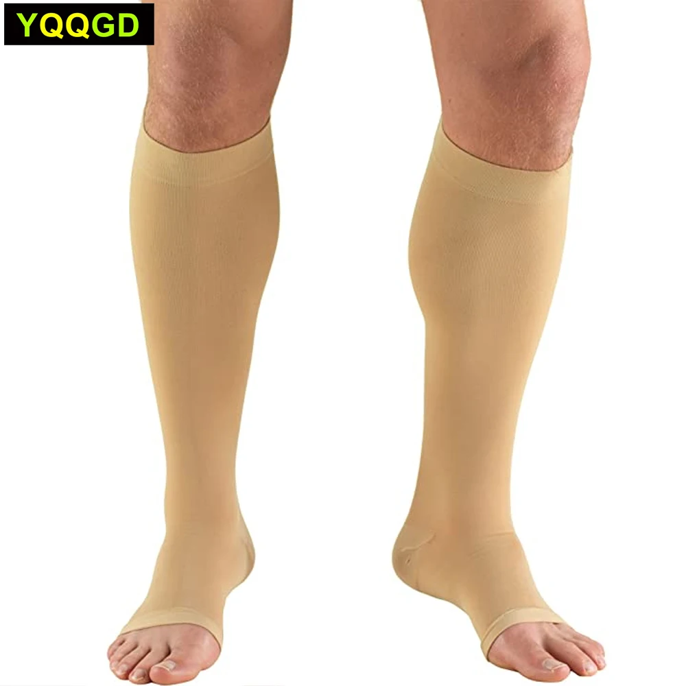 

1Pair 20-30 mmHg Compression Stocking for Men and Women, Knee High Length, Open Toe