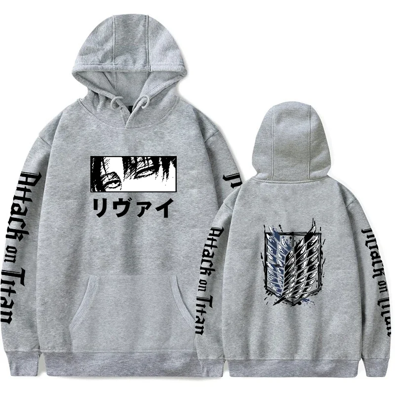 Men Women Hot Anime Plus Size Hoodies Attack On Titan Levi Print Hooded Manga Sweatshirt Harajuku Long Sleeve Pullover Clothing