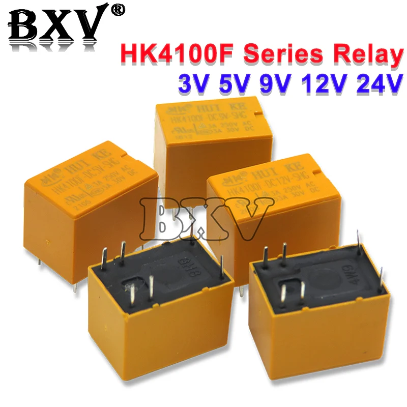 5PCS Relay HK4100F Series HK4100F-DC12V HK4100F 12V DIP-6 3A 250V AC/ 3A 30V DC 3V 5V 9V 24V HK4100f-DC12V-SHG New Original BXV