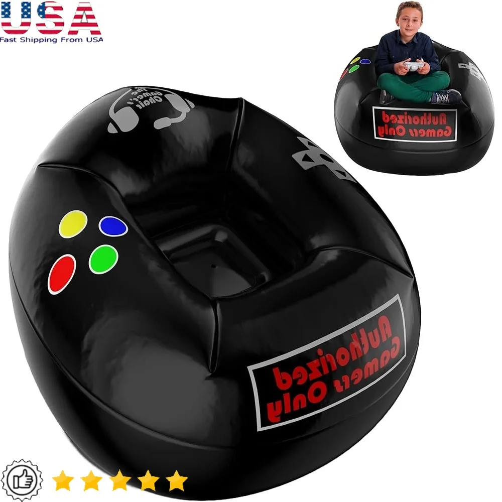 

Inflatable Gaming Chair Kids Portable Bean Bag Ideal Gaming Lounging Easy to Clean Lightweight Durable Suitable Ages 8-12