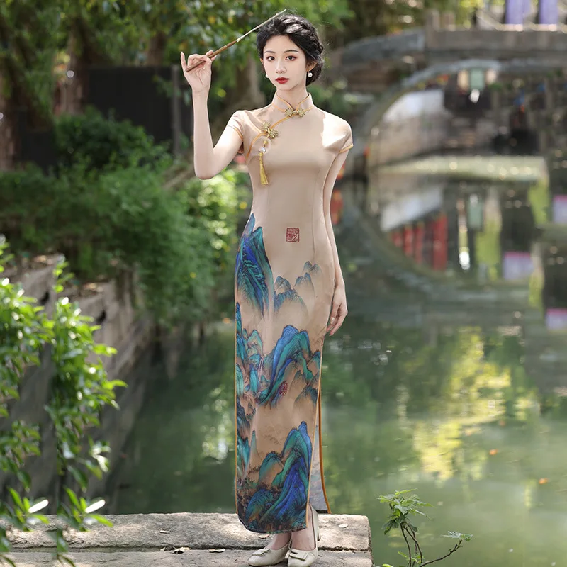 

High End Temperament Qipao Women's New Chinese Summer Improved Slim Fit Dress 2025 Female Qipao Dress
