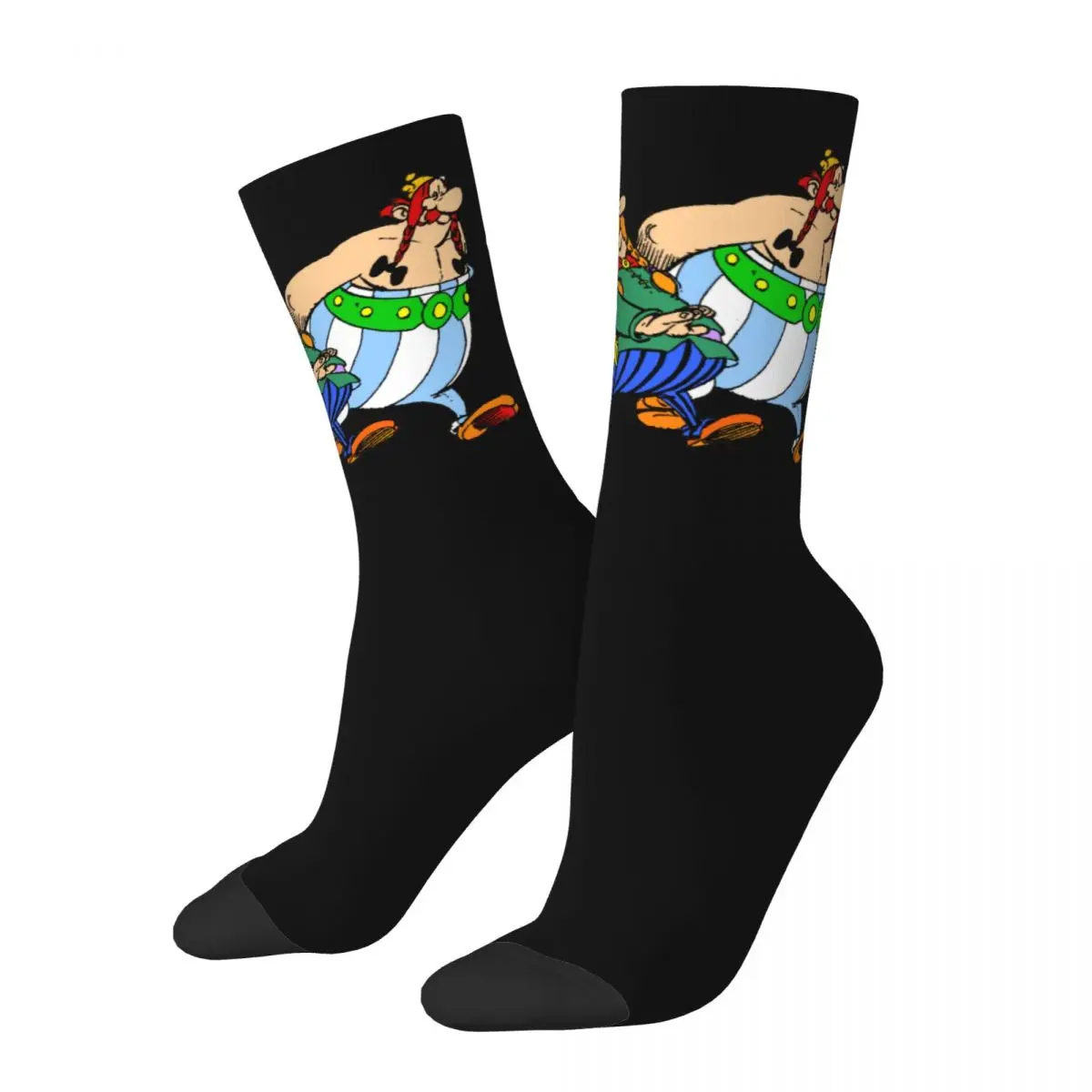 Harajuku Asterixs And Obelixs Basketball Socks Polyester Crew Socks for Unisex