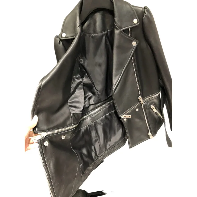 2024 Sheepskin jacket zipper removed S-XXL luxury jacket women casaco feminino blazers real leather jaqueta black and white