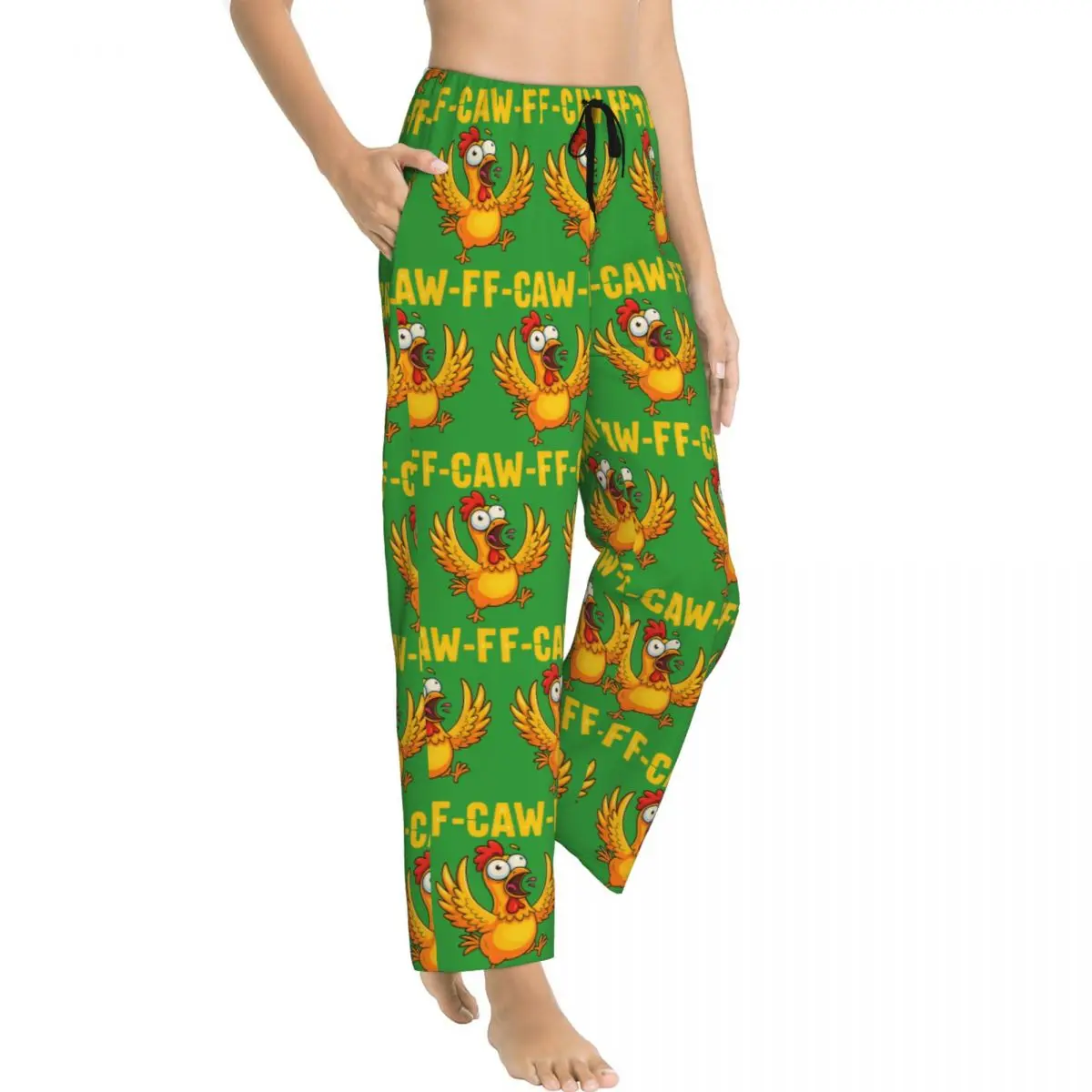 F-CAW-F Funny Chicken T-Shirt - Crazy Farm Animal Humor Ladies Lounge Pants Comfy Pajama Pants Home Sleep Bottoms