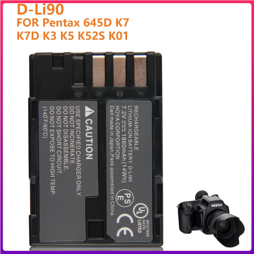 

Original Battery D-Li90 For Pentax 645D K7 K3 K5 K7D K52S K01 Authentic Battery 1860mAh