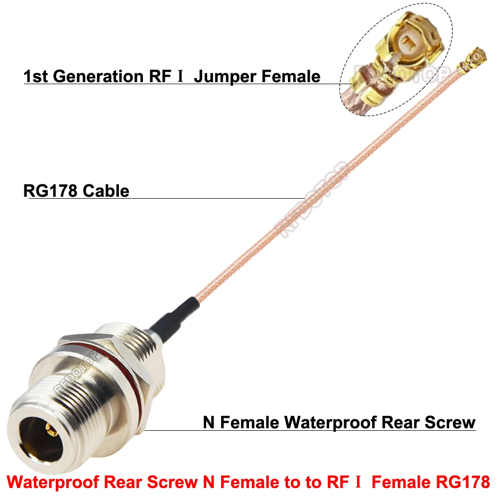 Wifi Antenna RFⅠ Jumper Waterproof Rear Screw L16 N Female Connector to uFL/IPX1 Female 1st Generation RG178 Cable Pigtail uFL-N
