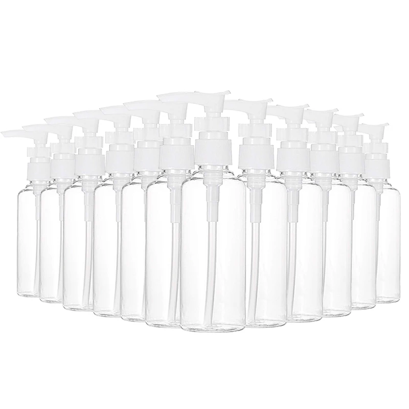 12 Pack 3.4Oz/100Ml Transparent Travel Bottles Pump Bottle Lotion Dispenser Bottle for Water, Massage Oil, Shampoo