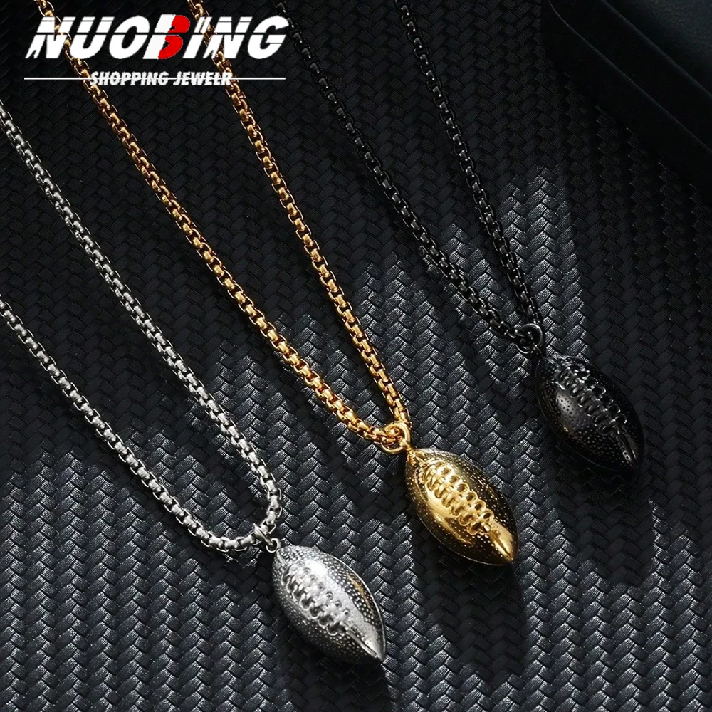 

1 шт., модное ретро ожерелье с подвеской в стиле регби, мужская и женская цепочка из нержавеющей стали, модные аксессуары для вечеринок в стиле панк, готика