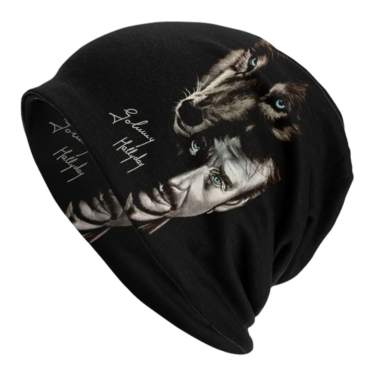 Gorro de Johnny Hallyday y Wolf, gorro tejido para hombres y mujeres, gorro fresco Unisex de Francia, cantante Rock Star, gorros cálidos de invierno