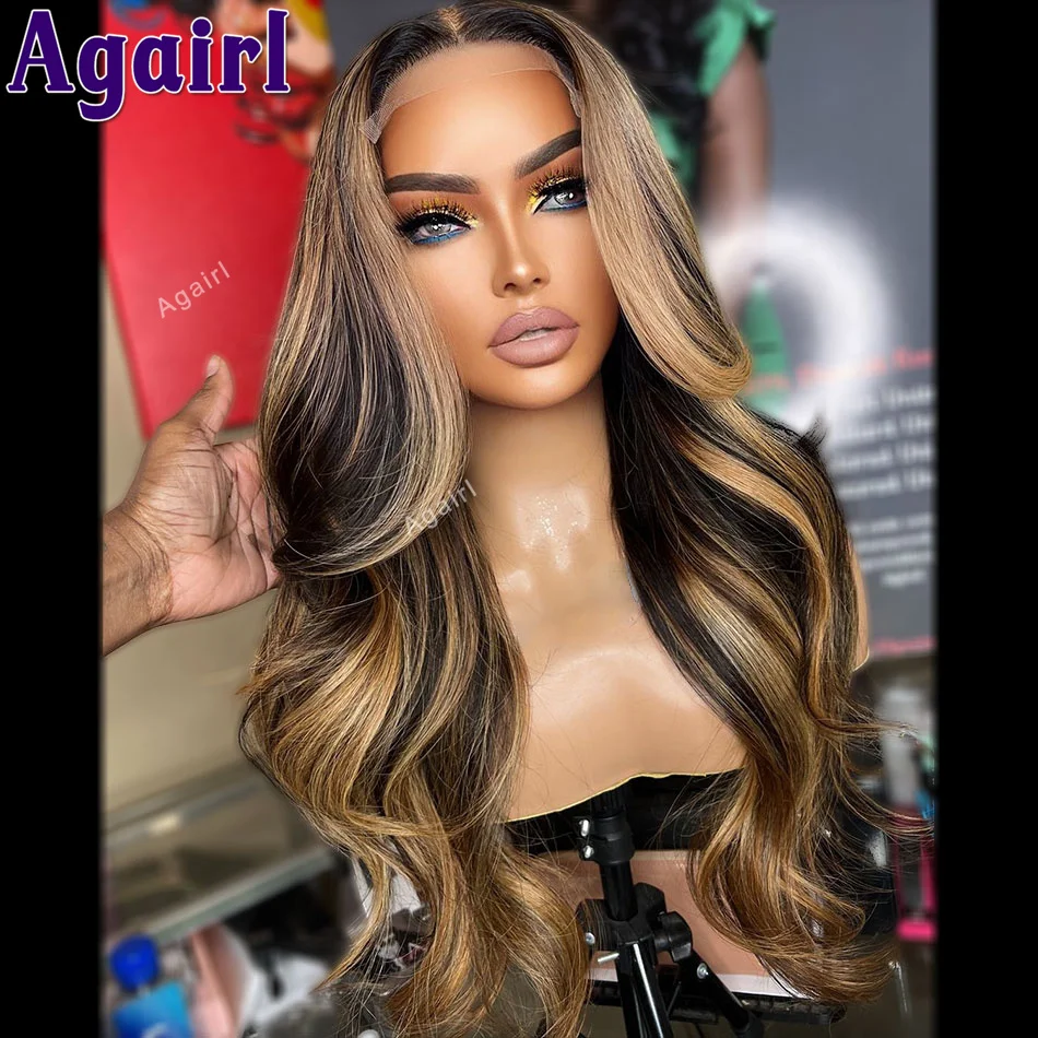 200% Highlights Blonde 5X5 Lace Closure Body Wave Human Hair Wigs 34 36 Inches Transparent 13X6 13X4 Lace Frontal Wigs for Women