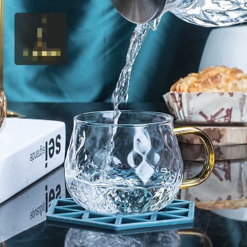 New Diamond-Cut Borosilicate Glass Mug with Ergonomic Handle, Premium Mug for Milk or Brewed Tea, Elevates Everyday Sipping