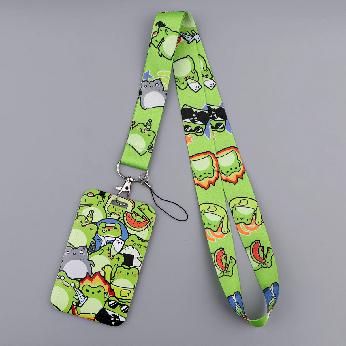 Cute Cartoon Frog Monkey Lanyard Strap Neck Keychain Card Cover Badge Holder Mobile Phone Hang Rope Keyring Accessories Gift