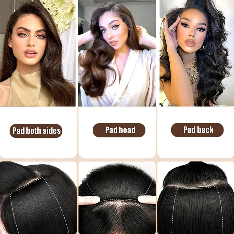 10-20cm 100% Human Hair Hair Pad Clip in Extension Women Short Straight Invisible Seamless Hairpins Adding Extra Volume Piece