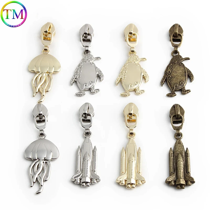 Animal Shape Metal Zipper Slider Head For Bags Purse Clothes Down Bags Zip Head Repair Zipper Buckle Bags DIY Sewing Accessorie