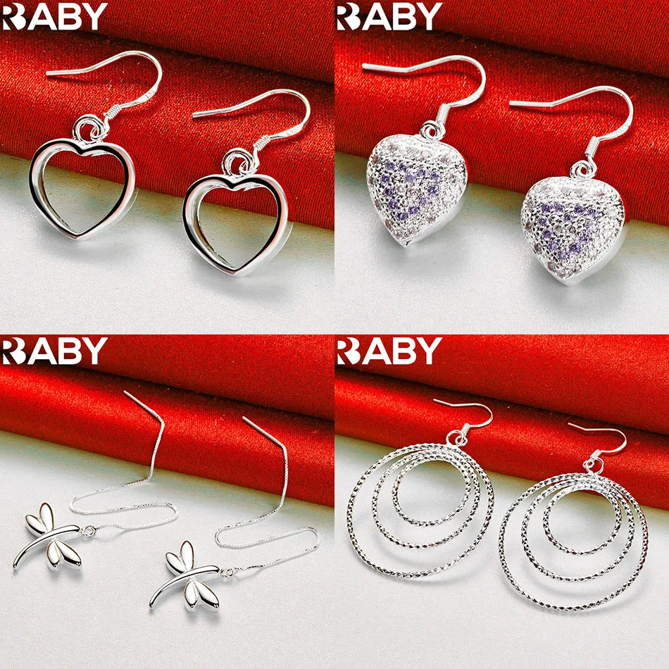 

URBABY 925 Sterling Silver Geometric Drop Earrings For Women Fashion Jewelry Charm Grace Noble Wedding Accessories