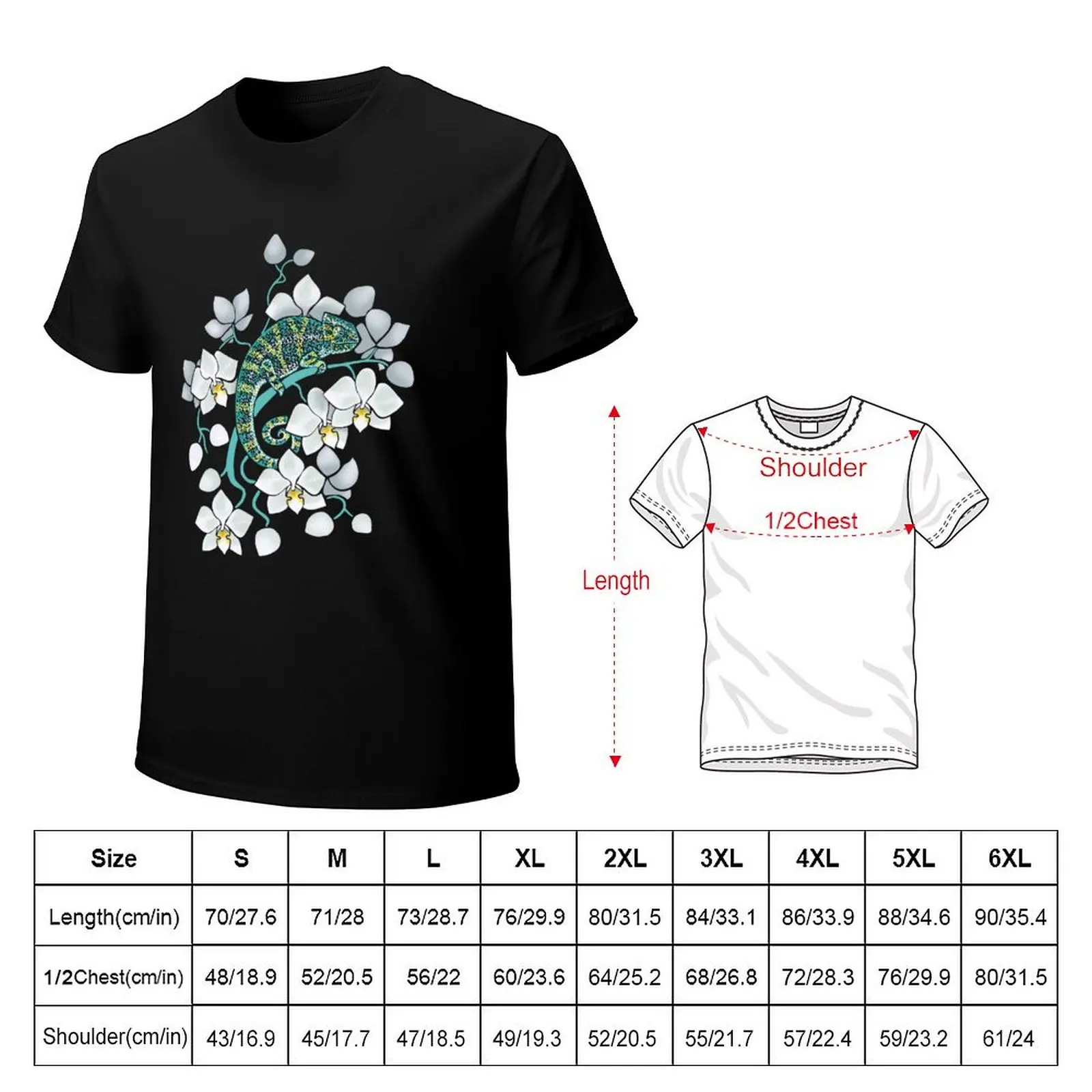 chameleons and orchids T-Shirt Large Size Basic Casual T-Shirt