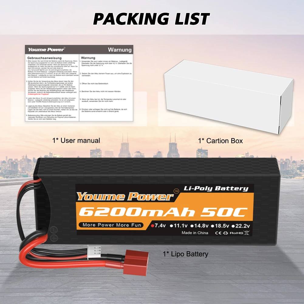 Youme 2S 3S 4S 62000mah 5200mah يبو بطارية 7.4V 11.1V 14.8V T XT60 غطاء واقٍ مزخرف لهاتف آيفون RC أجزاء