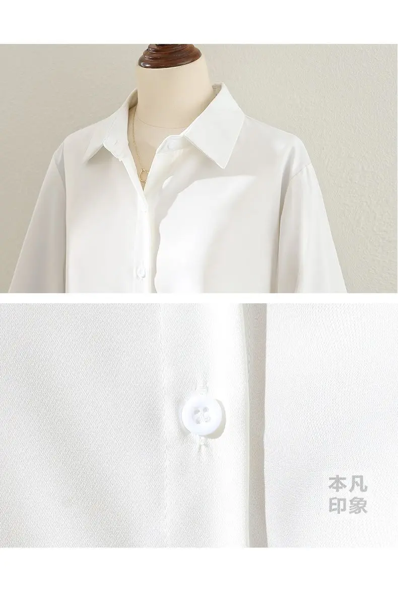 Temperament Professional White Lapel Shirt for Women Lantern Sleeves Versatile Commuting OL Design Sense Fashionable Shirt