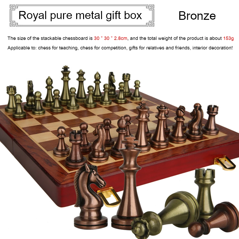 Chess Game Metal International Medieval Chess Set with Chessboard Kids Toys Playing Game for Teaching Competition