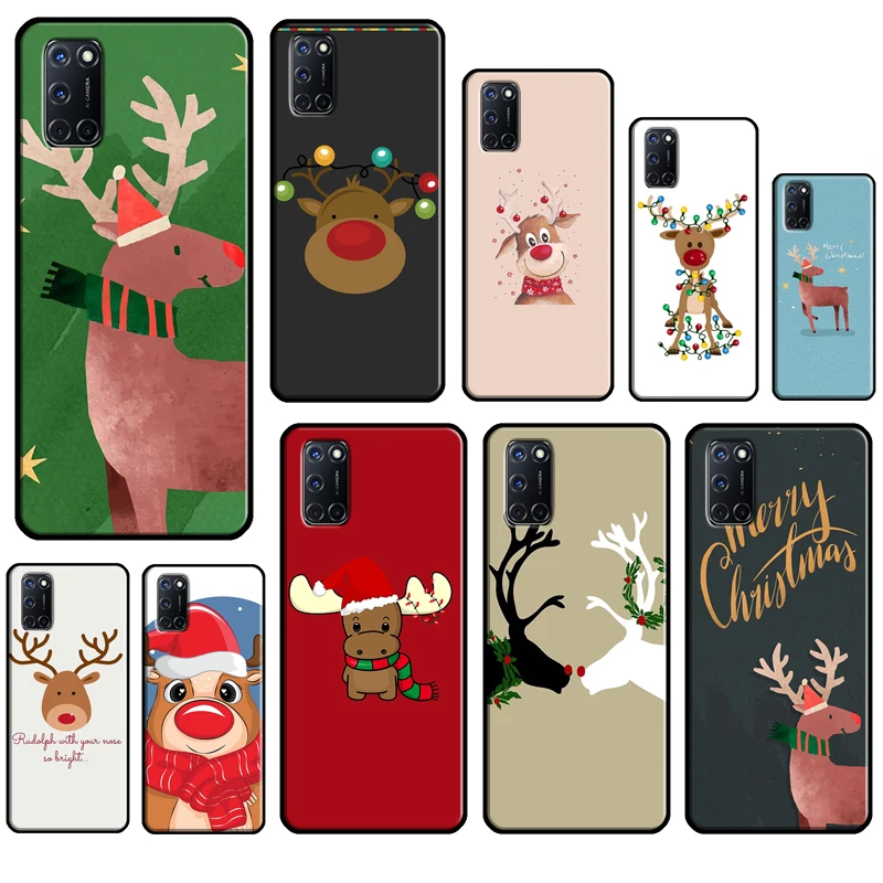 Merry Christmas Reindeer Case For OPPO A53 2020 A31 A5 A9 A1K A15 A52 A72 A83 A91 A93 A5S F5 F7 Reno 2Z Back Cover