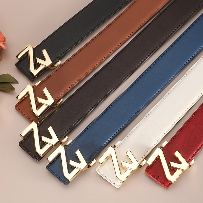 Thin 3.4cm Famous Brand Belt women Top Quality Genuine Luxury Leather Belts for women Strap Metal Belt Fashion Women's jean belt