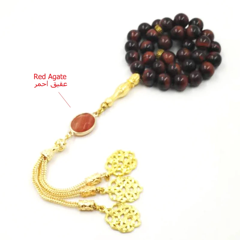 

Tasbih Red Tiger Eye 33 45 66 99 beads Muslim bracelet Islamic prayer bead Ramadan Arabic Accessories Eid Gift Misbaha