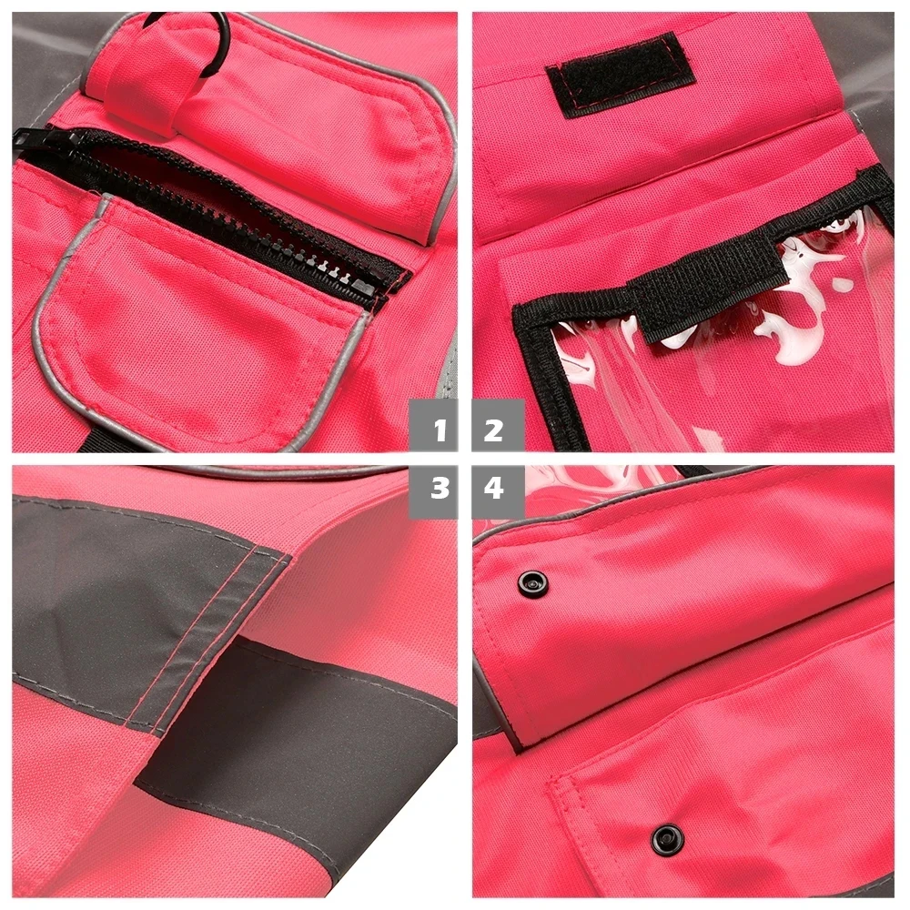 Pink Work Vest For Men Women Hi Vis Safety Vest with Pockets Zipper Construction Workwear Vest Uniforms