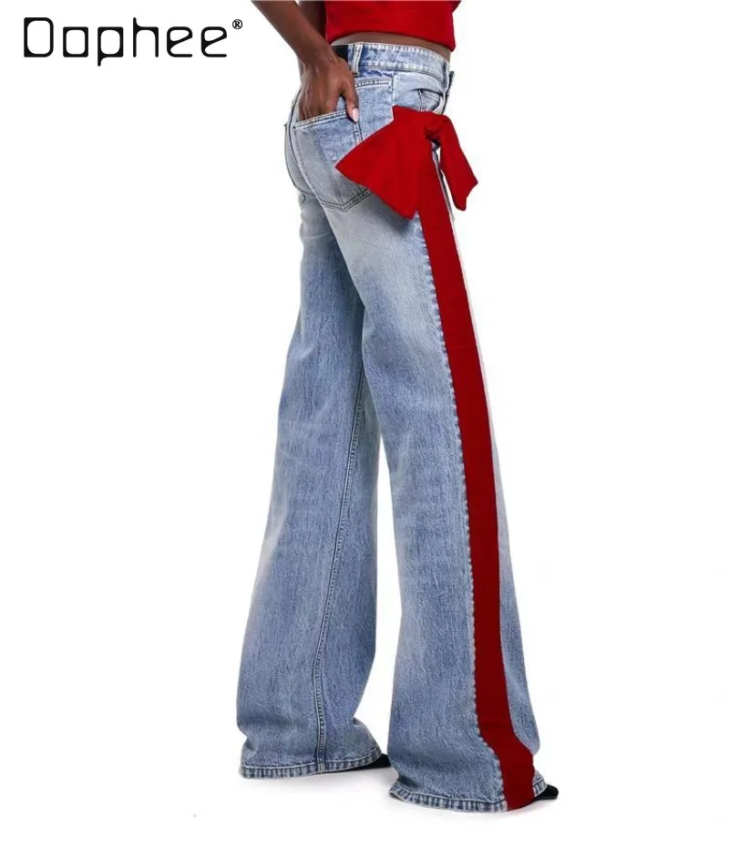 European Station Trendy Fashion Versatile Slim Fit Casual Jeans Commuting Style Trendy High Waist Slim Flared Pants for Women