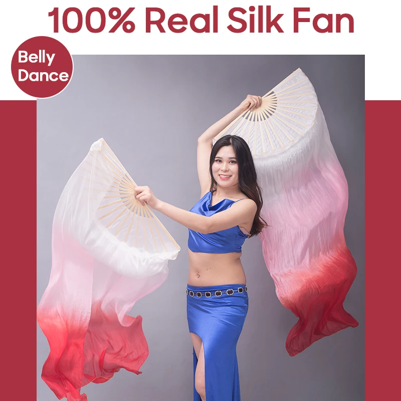 

Belly Dance Accessories Real Silk Fan 1 Pair Gradient Color For Dancer Practice And Stage Performance Fan 150/180x90cm Long