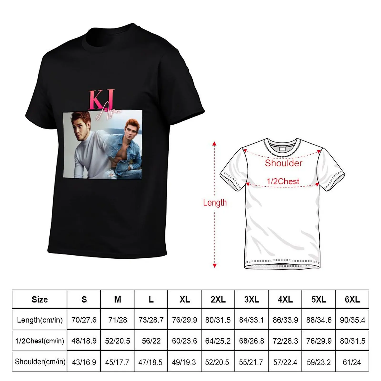 KJ Apa Archie Andrews Retro Vintage T-Shirt Classic Print Short Sleeve Shirt