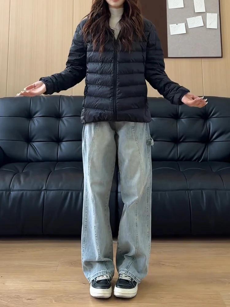 

American Splice Knife Jeans Men's Slim Fit Spring High Street Sle Straight Workwear Trousers Youth mid Waist Bule Detail