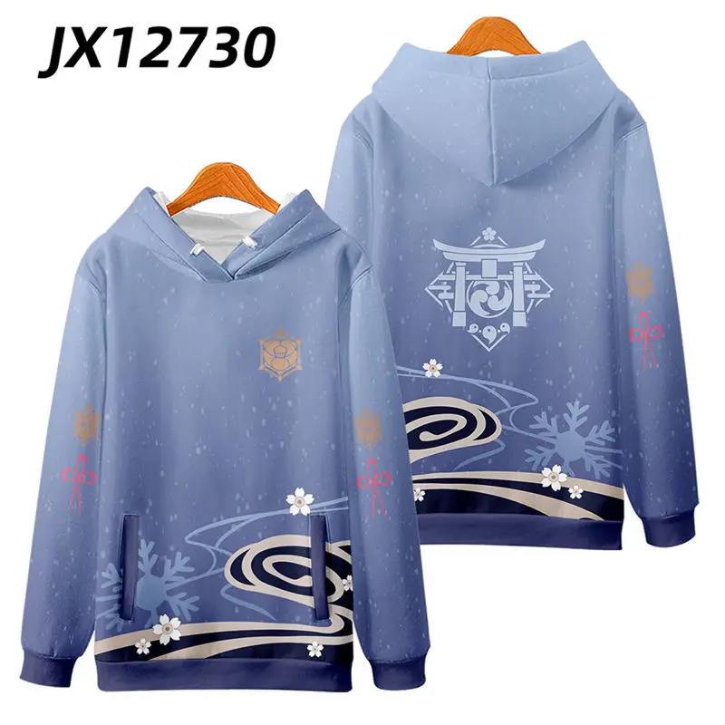 Genshin Impact Kamisato Ayaka Cosplay Sudadera con capucha para hombres y mujeres, sudadera Harajuku, ropa de calle, jersey de Hip Hop, chaqueta con capucha, prendas de vestir exteriores