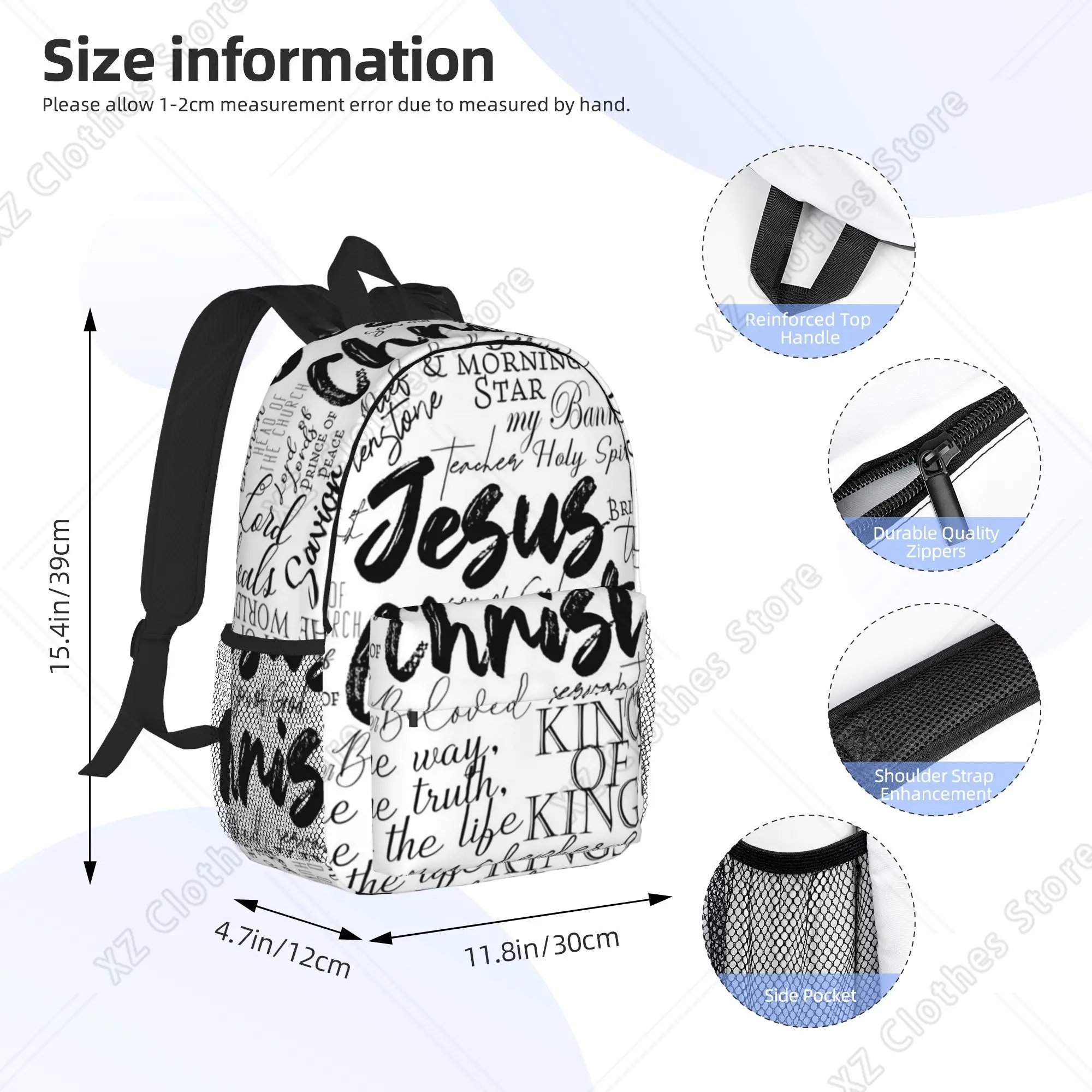 The Names of God Yeshua Jesus Christian Backpack Hot Sale Daypack Boys Girls BookBag Shoulder Bags for Men Women School Bag
