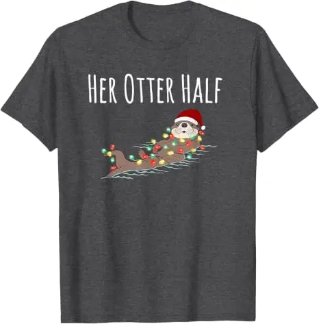 Lustiges Partnerlook-T-Shirt „His and Her Otter Half“ – Hässliches Weihnachts-T-Shirt im Y2K-Stil für die Familie, passende Weihnachtspyjamas mit Grafik und Spruch, Neuheit – Detail 21