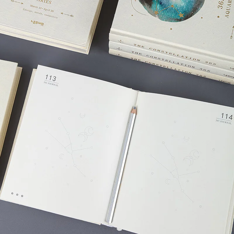 The Twelve Constellations Stamping 365 Days Hardcover Book Students Thickened Notebook Diary Book Handbook