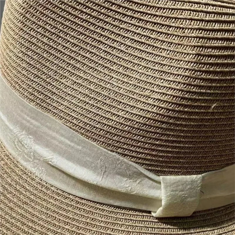 Flat-topped sun-protective hat for women seaside vacation sunshade woven wide-brimmed and light top
