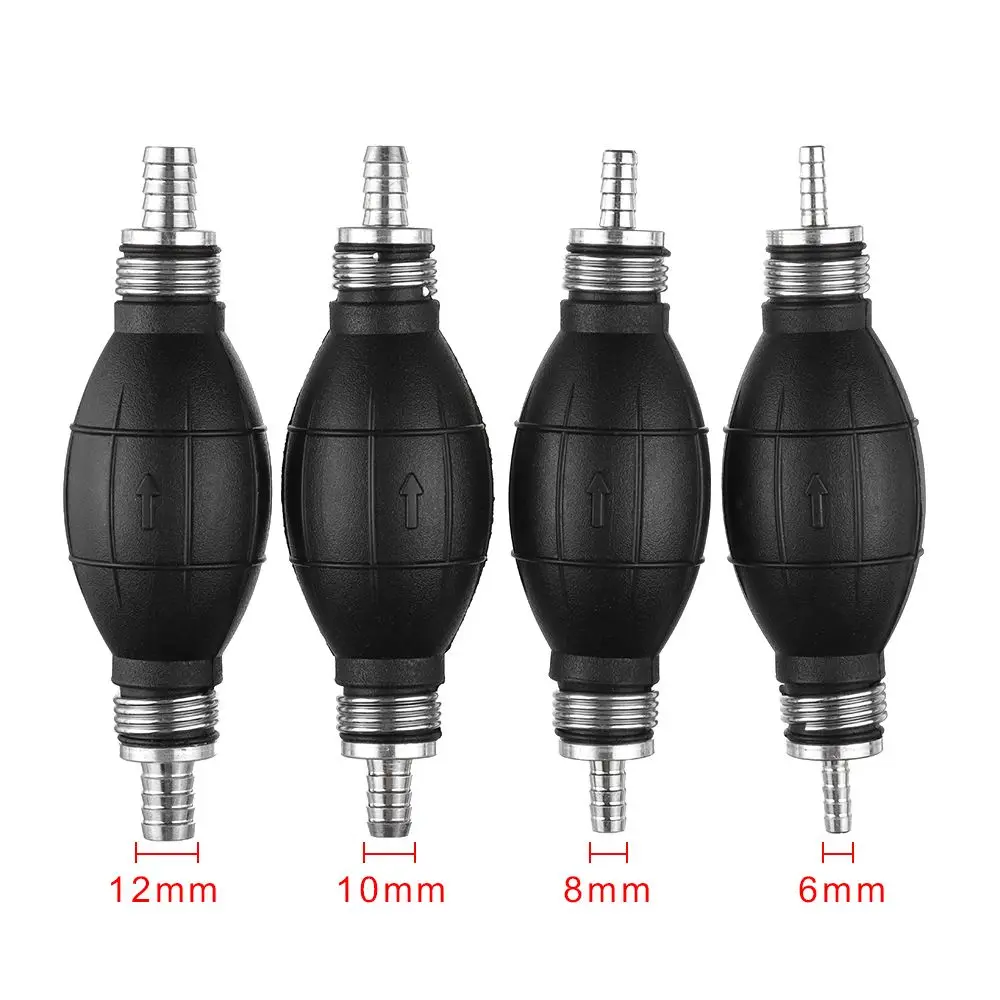6/8/10/12mm Manual Fuel Pump Pipeline Rubber Aluminum Manual Fuel Primer Bulb Diesel Gasoline Delivery Pump Automobile Ship Tool