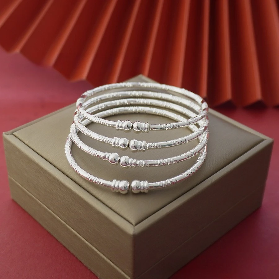 9999 gold Middle East colored bead bracelet with elegant and fashionable embossed patterns and adjustable bracelet