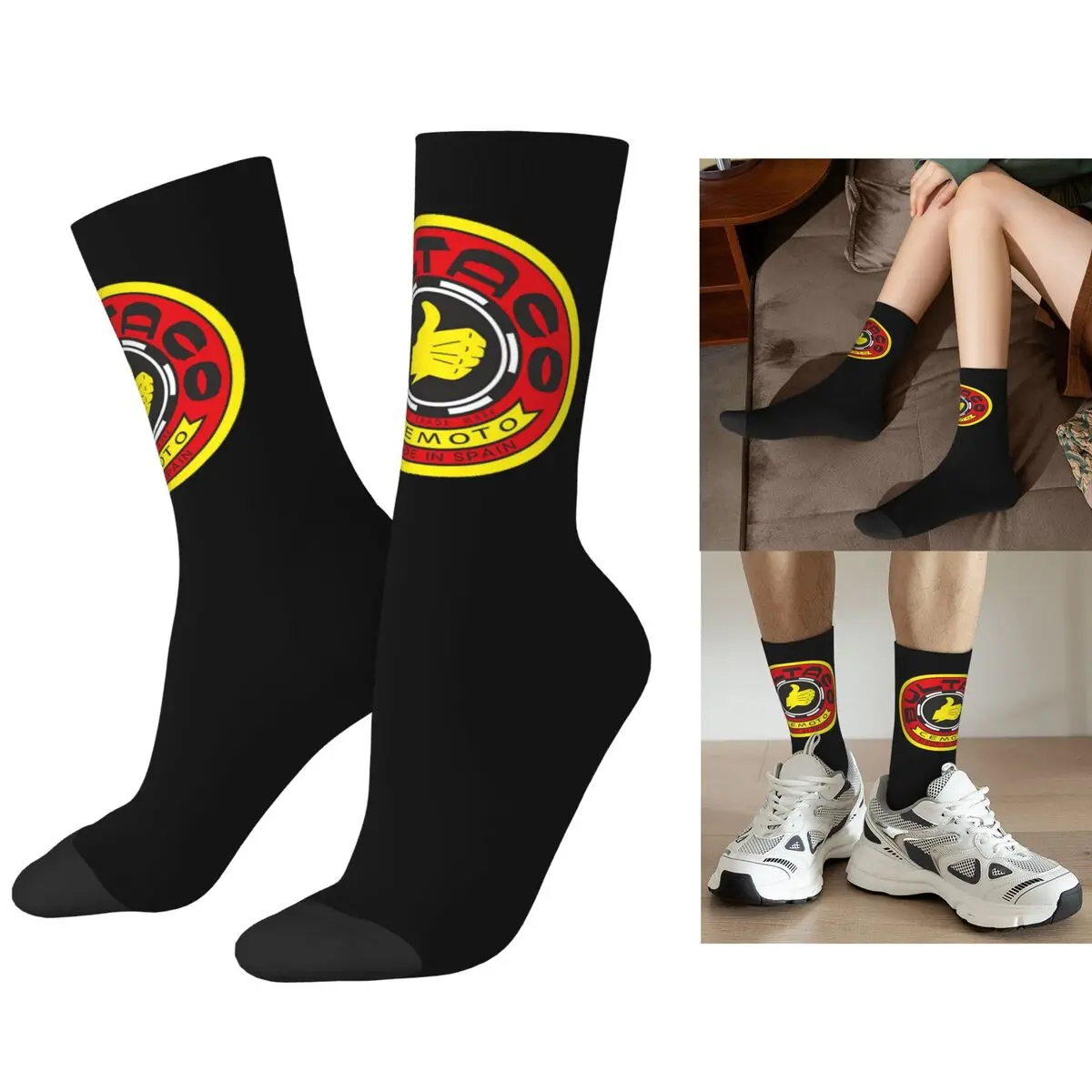 

Мотоциклетные носки Bultaco, впитывающие пот чулки в стиле Харадзюку, всесезонные длинные носки, аксессуары для унисекс, рождественские подарки