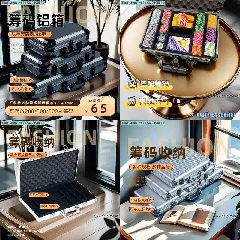 ポーカーチップセット、麻雀チップ、コイン、クレイチェス、カードルーム、ドイツ製ポーカー収納ケース