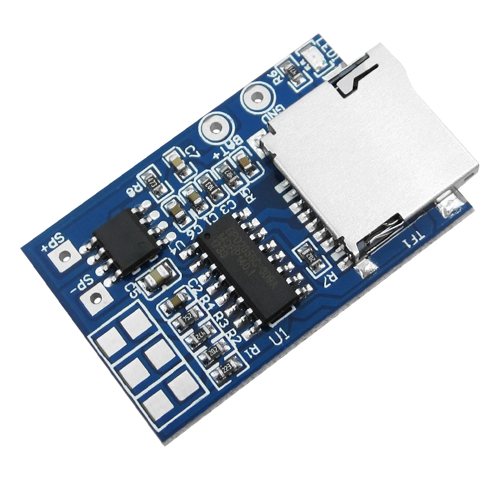 1 buah kartu TF GPD2846A, papan dekoder MP3, modul Amplifier 2W baru