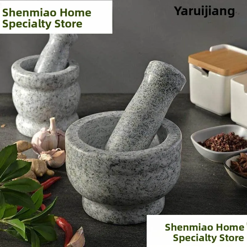 Manual Old Style Stone Garlic Crusher Home Use Medicine Grinding Mortar Hand Operated Garlic Paste Maker Kitchen Tool