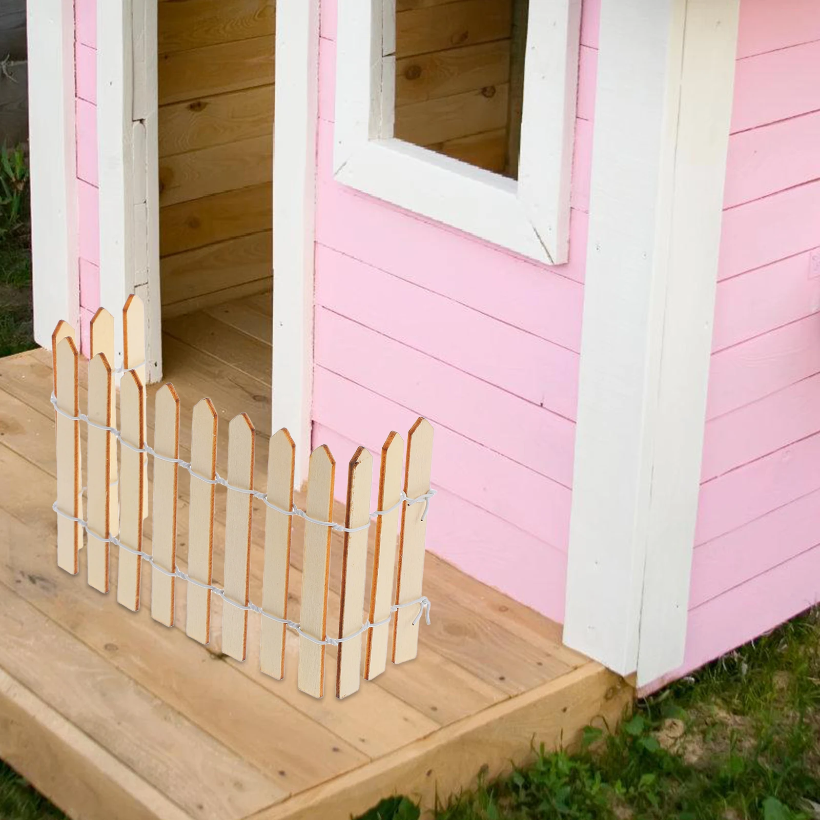 

4Pcs Miniature Garden Fence Natural Wood Picket Fence Unfinished Decorative Wood Slats for DIY Crafts Fairy Garden Outdoor