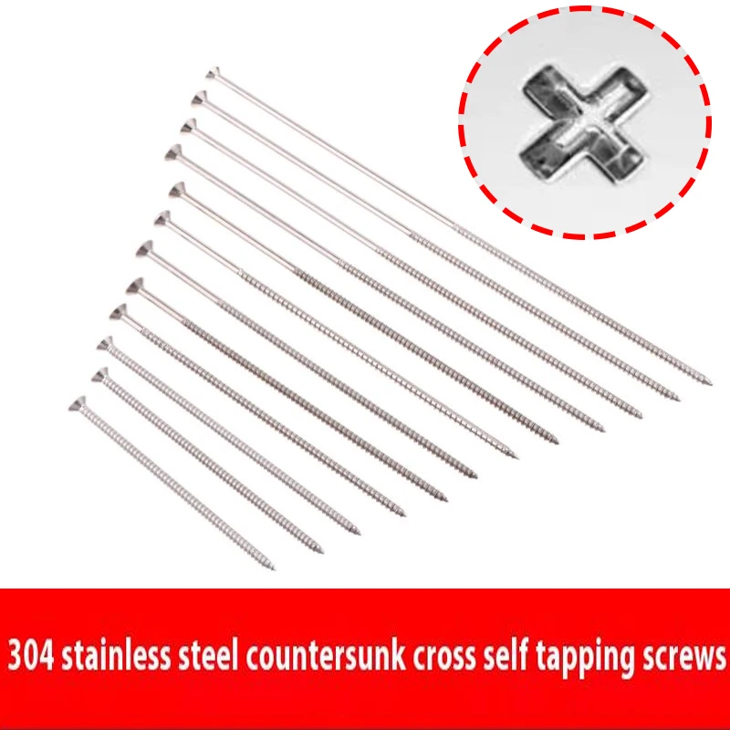 5/10 pièces 80-200mm M4 allongement tête plate taraudage longue vis à bois 304 acier inoxydable croix tête fraisée vis autotaraudeuses
